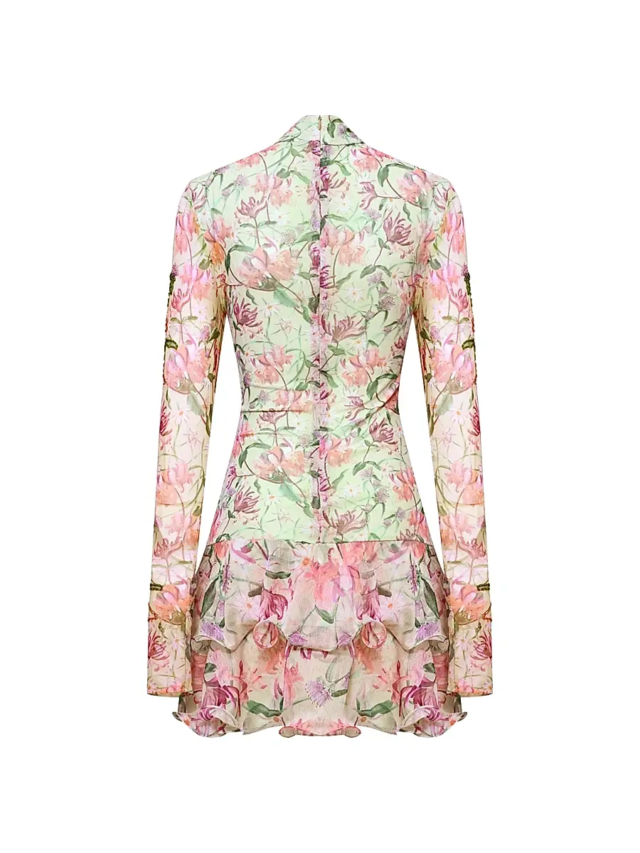 PatBO Women's Honey Flower Ruffle Minidress - Green | Thumbnail 2 PatBO Women's Honey Flower Ruffle Minidress - Green | Thumbnail 2