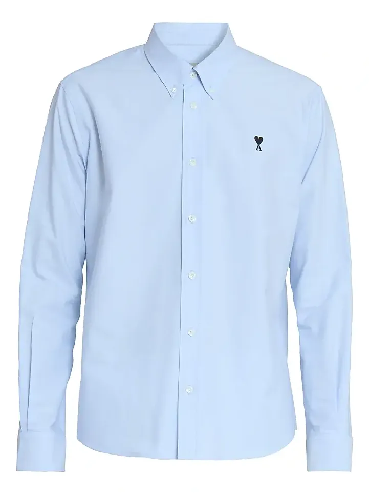 Men's Embroidered Logo Cotton Button-Down Shirt