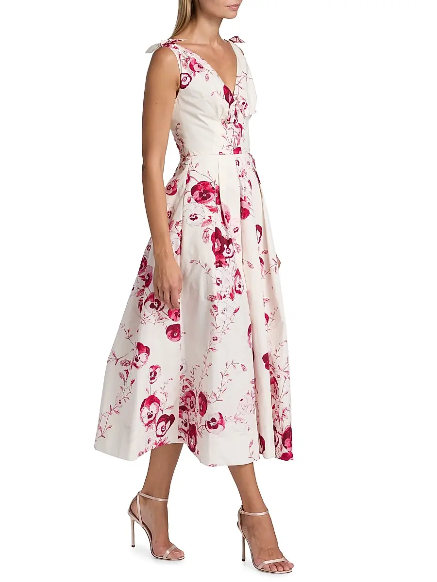 Giambattista Valli Women's Floral Cotton Poplin Midi-Dress - Ivory Multi | Thumbnail 2