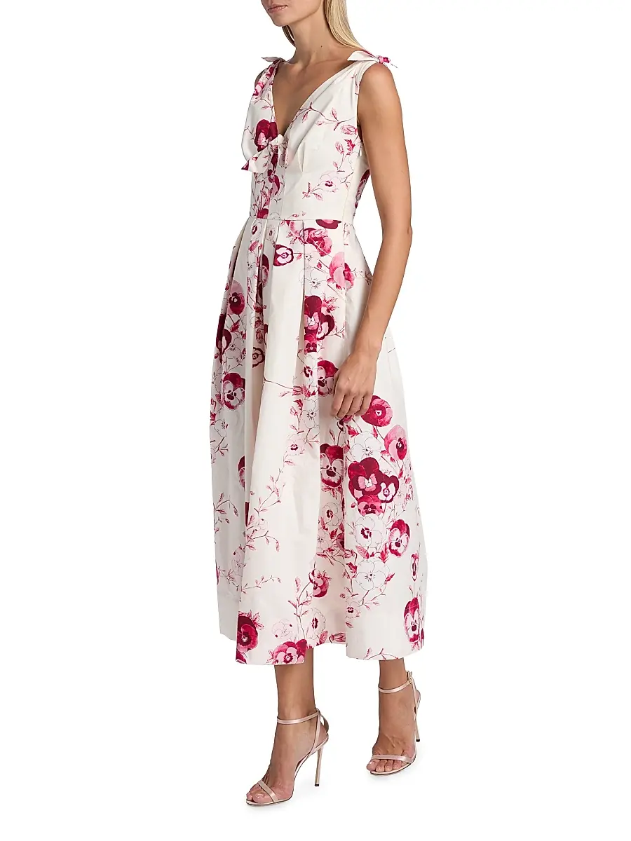 Giambattista Valli Women's Floral Cotton Poplin Midi-Dress - Ivory Multi | Thumbnail 4