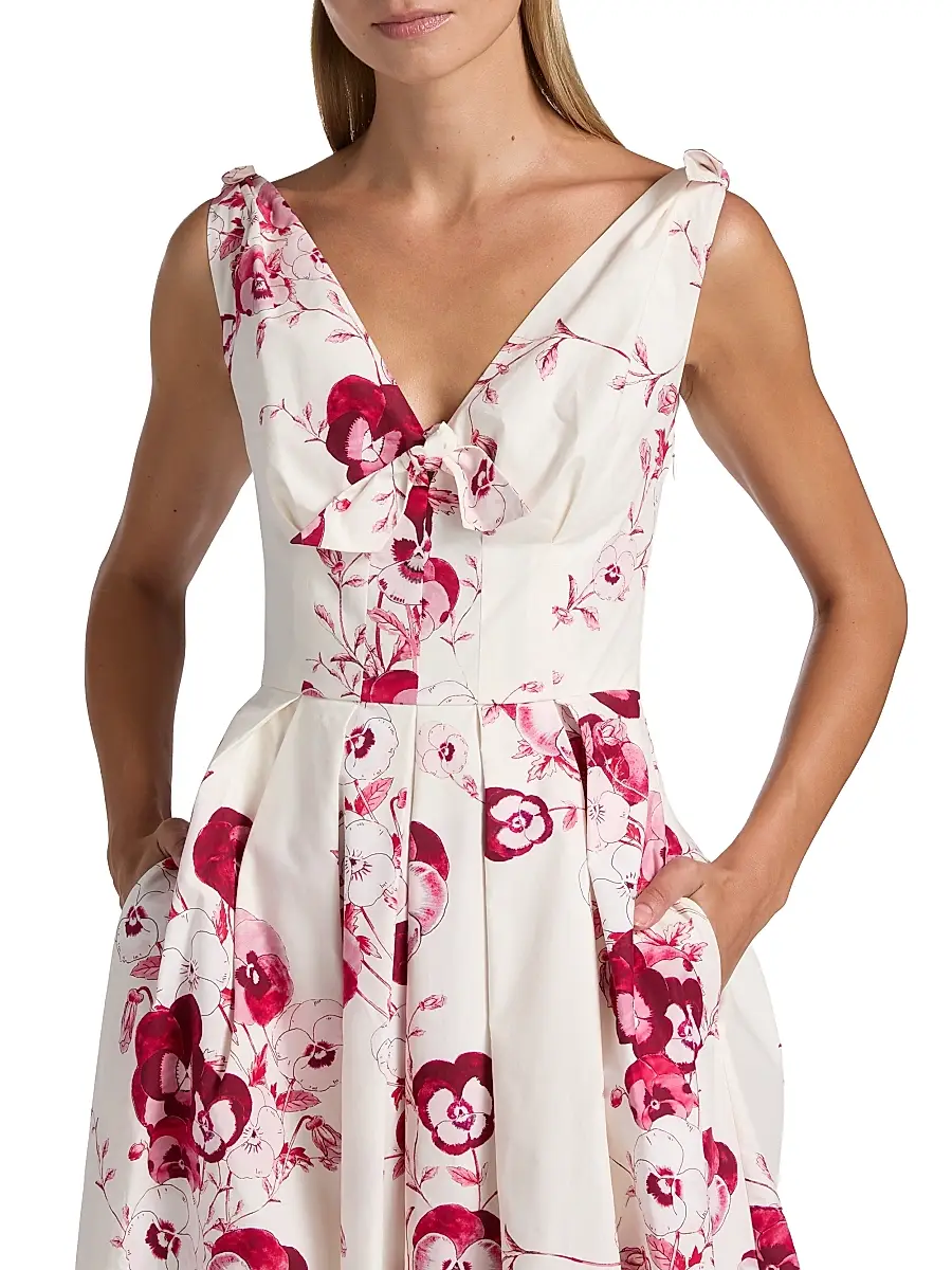 Giambattista Valli Women's Floral Cotton Poplin Midi-Dress - Ivory Multi | Thumbnail 6