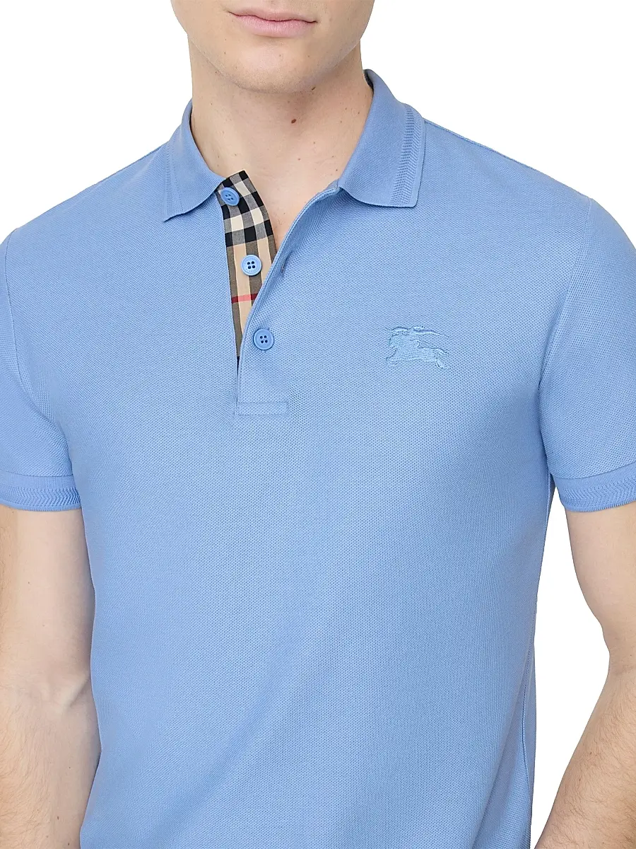 Burberry Men's Eddie Check-Trim Cotton Polo Shirt | Thumbnail 2 Burberry Men's Eddie Check-Trim Cotton Polo Shirt | Thumbnail 2