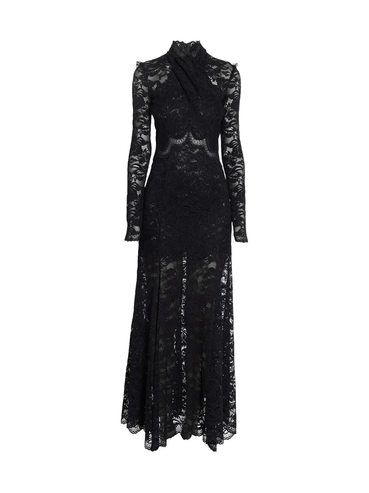 Women's Lace Wrap Long-Sleeve Maxi Dress