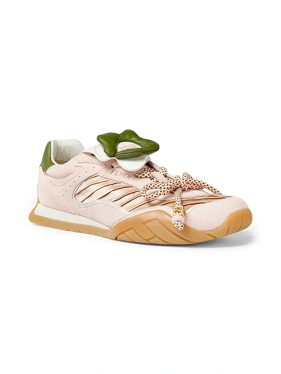 Fendi Women's Wave Pulse Textured Low-Top Leather Sneakers - Rosa Ice | Thumbnail 2 Fendi Women's Wave Pulse Textured Low-Top Leather Sneakers - Rosa Ice | Thumbnail 2