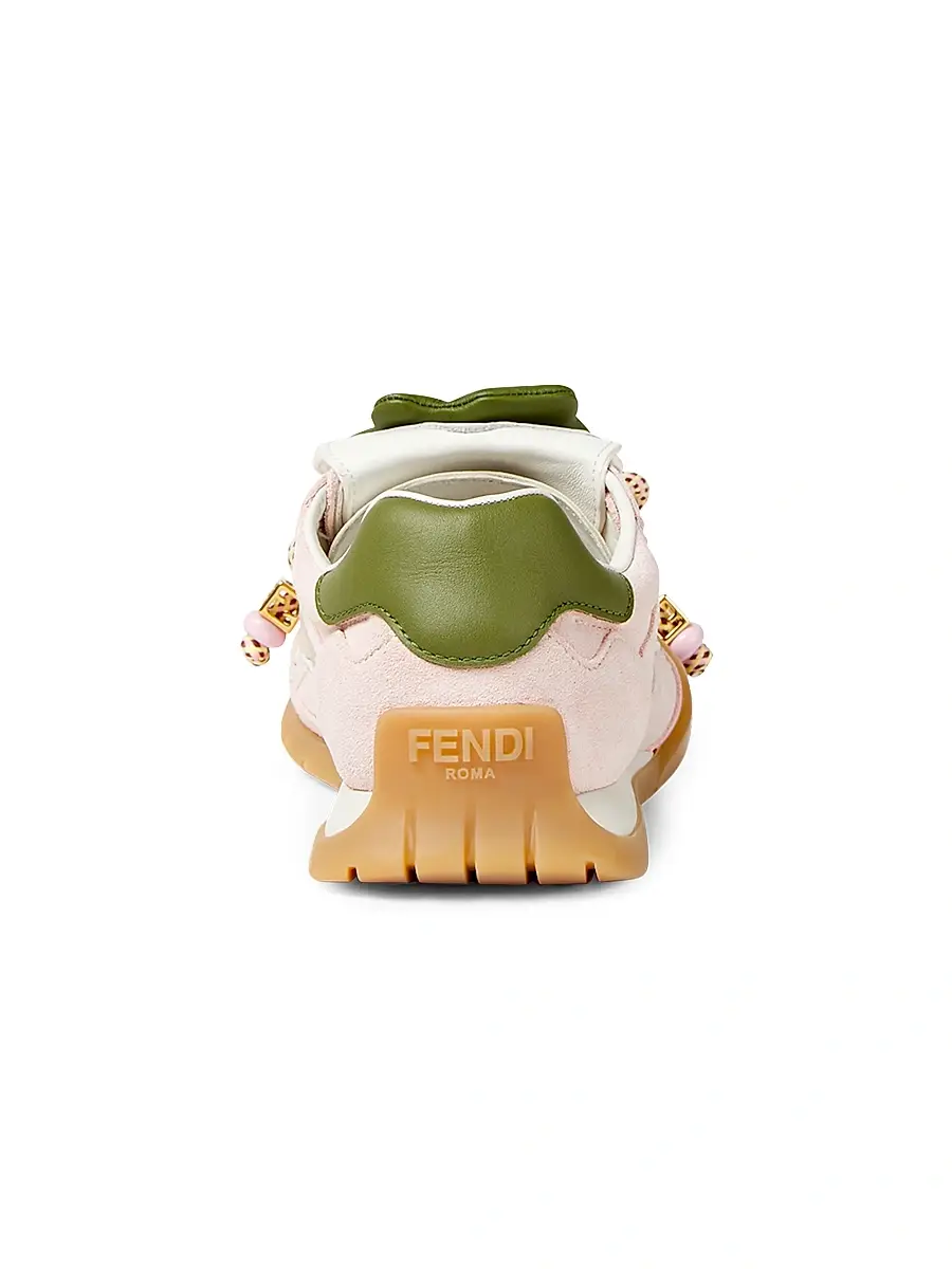 Fendi Women's Wave Pulse Textured Low-Top Leather Sneakers - Rosa Ice | Thumbnail 3 Fendi Women's Wave Pulse Textured Low-Top Leather Sneakers - Rosa Ice | Thumbnail 3