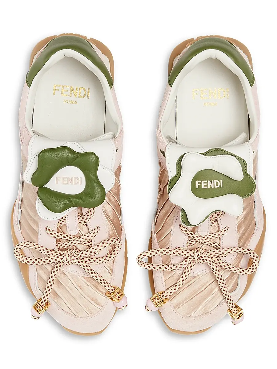 Fendi Women's Wave Pulse Textured Low-Top Leather Sneakers - Rosa Ice | Thumbnail 4 Fendi Women's Wave Pulse Textured Low-Top Leather Sneakers - Rosa Ice | Thumbnail 4