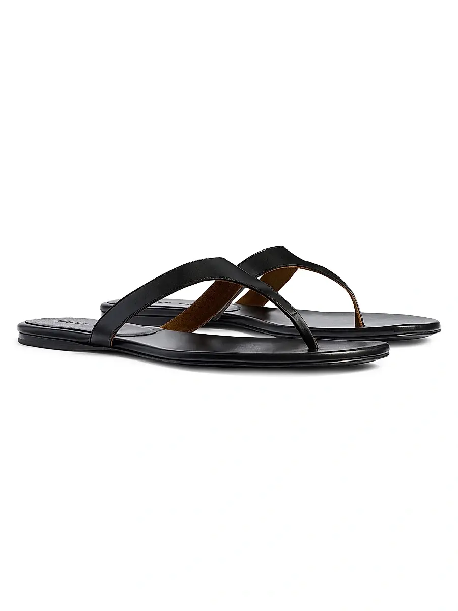 Khaite Women's Archer Leather Thong Sandals - Black | Thumbnail 2 Khaite Women's Archer Leather Thong Sandals - Black | Thumbnail 2