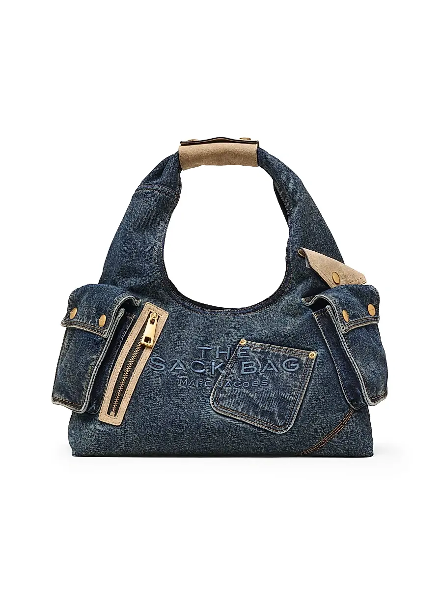 Marc Jacobs Women's The Denim & Suede Cargo Sack Bag - Dark Wash Indigo | Image 1 Marc Jacobs Women's The Denim & Suede Cargo Sack Bag - Dark Wash Indigo | Image 1