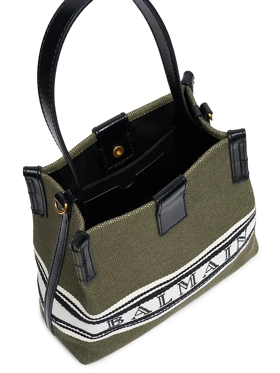 Balmain Women's Release Canvas Bucket Bag - Dark Olive Multi | Thumbnail 4