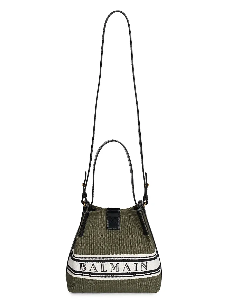 Balmain Women's Release Canvas Bucket Bag - Dark Olive Multi | Thumbnail 5
