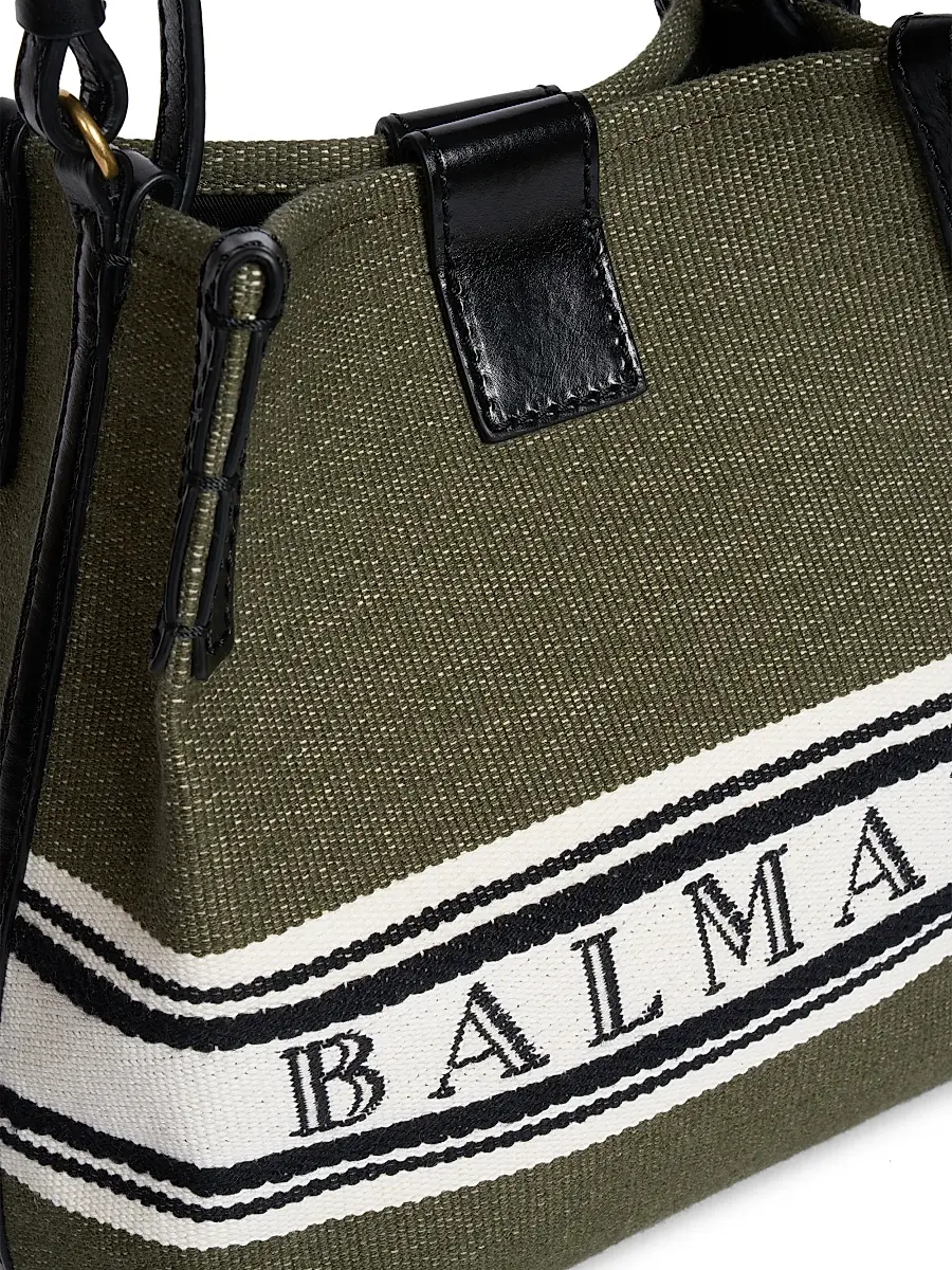 Balmain Women's Release Canvas Bucket Bag - Dark Olive Multi | Thumbnail 6