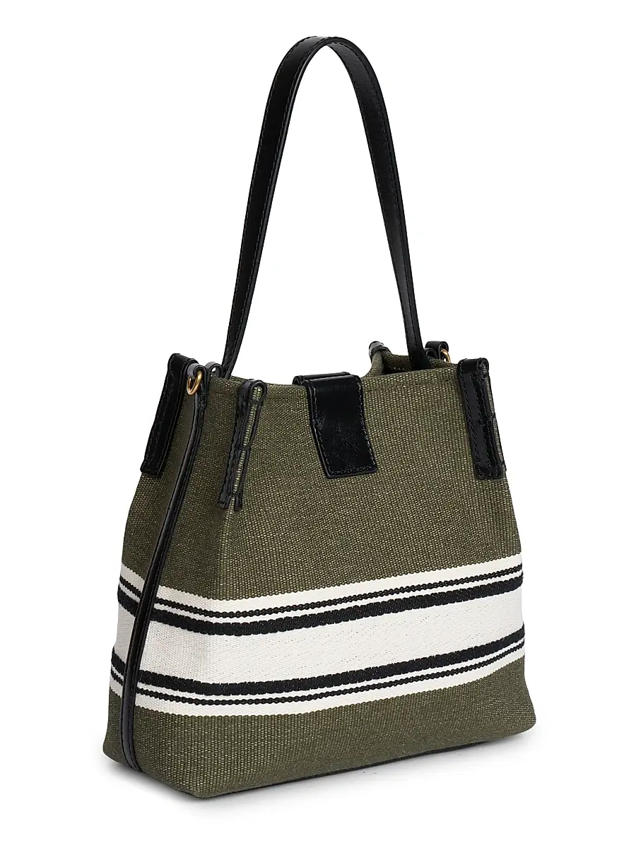Balmain Women's Release Canvas Bucket Bag - Dark Olive Multi | Thumbnail 7