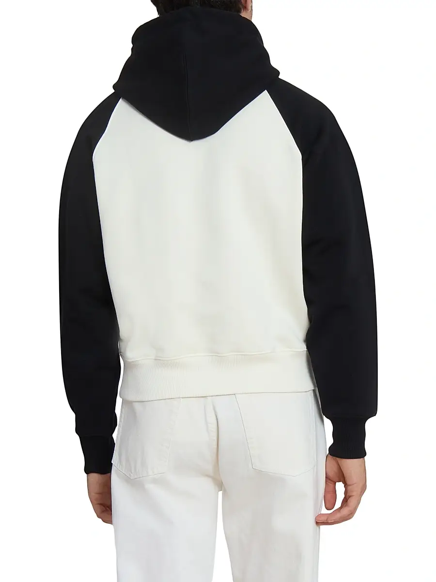 AMI Paris Men's Boxy Crochet Ami De Coeur Raglan Hoodie - Blanc Creme Noir | Thumbnail 5 AMI Paris Men's Boxy Crochet Ami De Coeur Raglan Hoodie - Blanc Creme Noir | Thumbnail 5