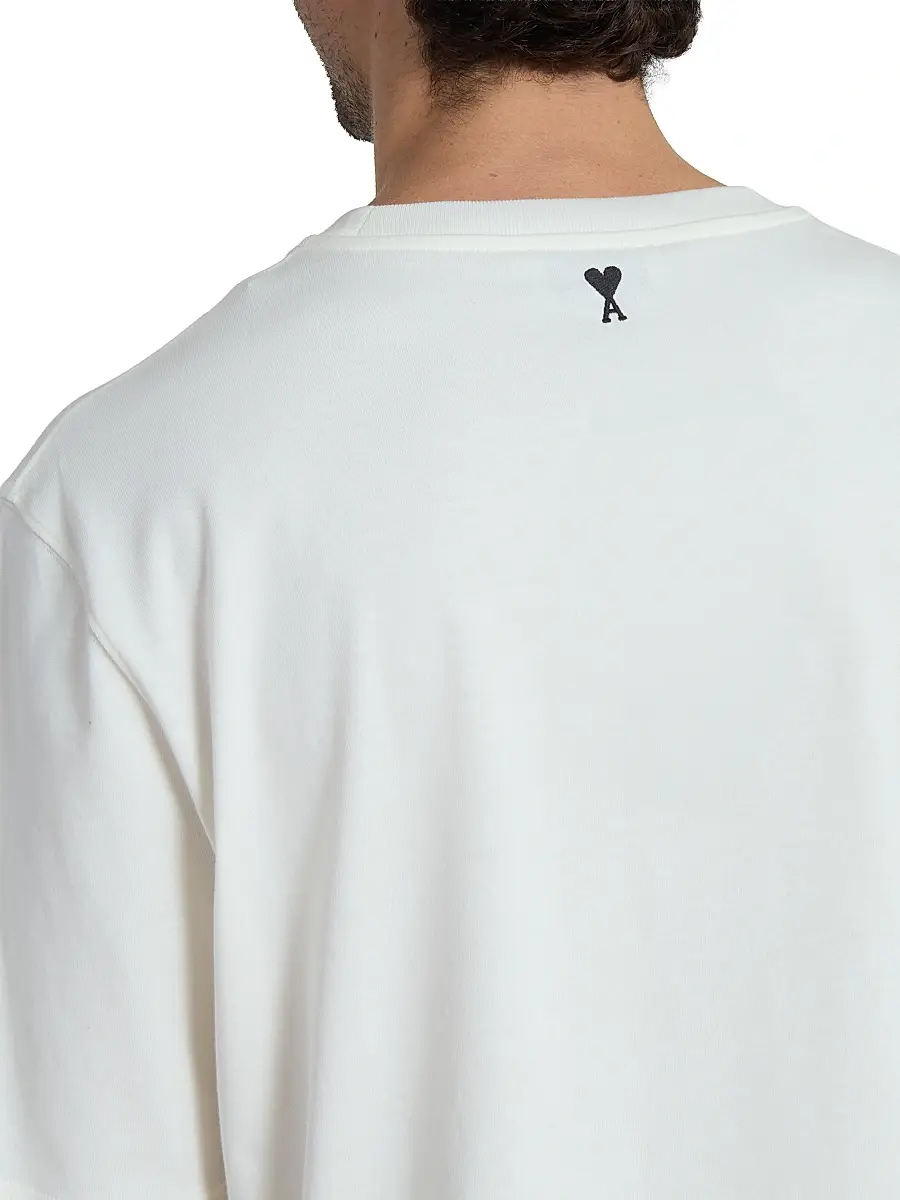AMI Paris Men's Boxy Logo Cotton T-Shirt - Blanc Creme | Thumbnail 6