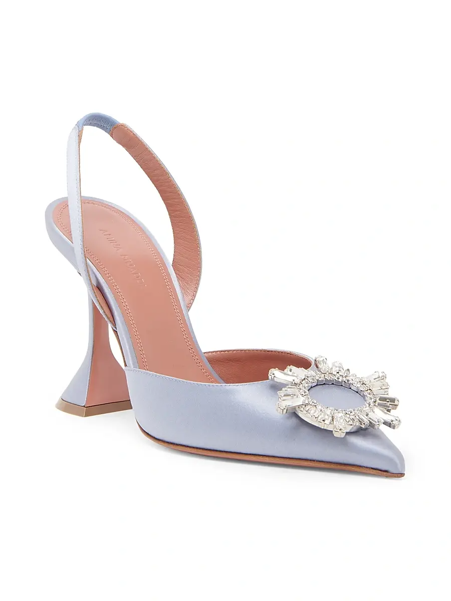 Amina Muaddi Women's Begum 95MM Silk Slingback Pumps | Thumbnail 2