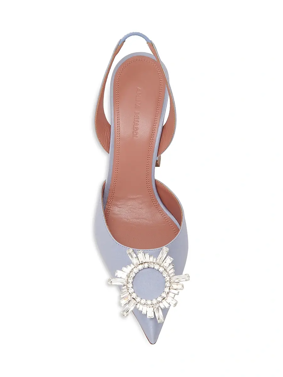 Amina Muaddi Women's Begum 95MM Silk Slingback Pumps | Thumbnail 4