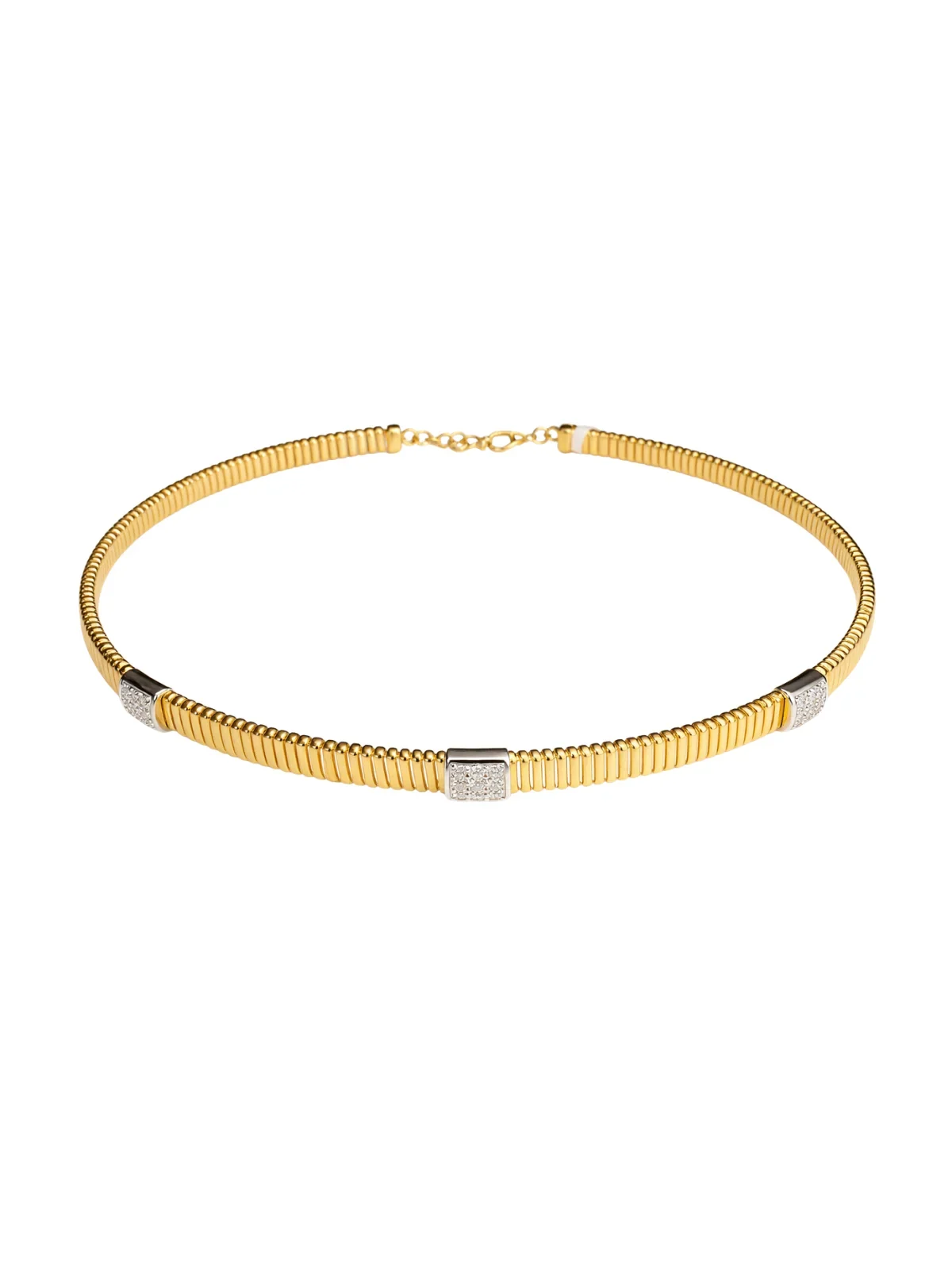 0.55ct Diamond 18K Italian Gold Choker Necklace
