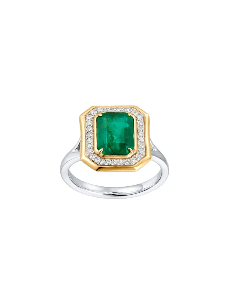 2.541ct Diamond Emerald 14K Gold Halo Cocktail Ring 2.541ct Diamond Emerald 14K Gold Halo Cocktail Ring