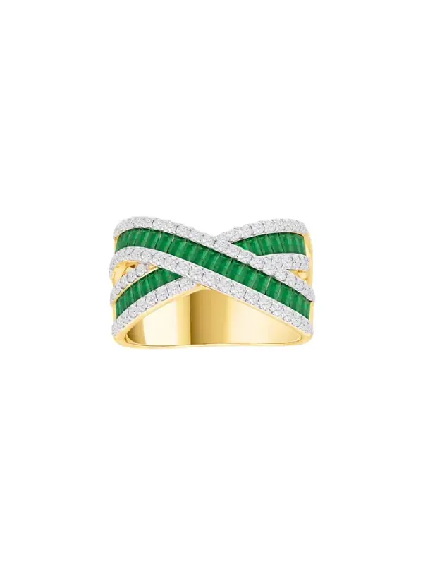 3.1ct Emerald Diamond 14K Gold Crossover Ring 3.1ct Emerald Diamond 14K Gold Crossover Ring