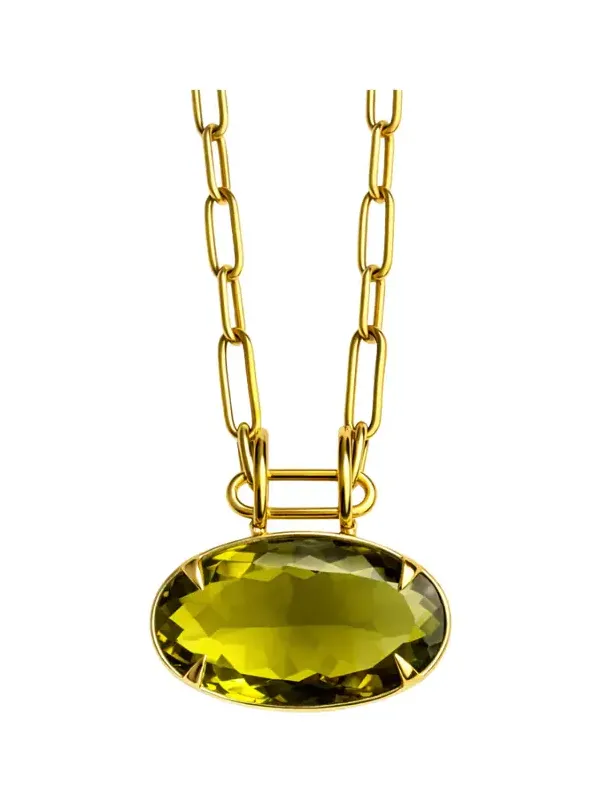 33.20ct Olive Quartz 18K Gold Pendant
