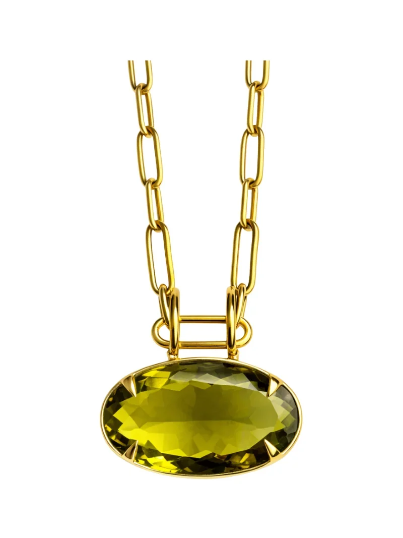 33.20ct Olive Quartz 18K Gold Pendant 33.20ct Olive Quartz 18K Gold Pendant