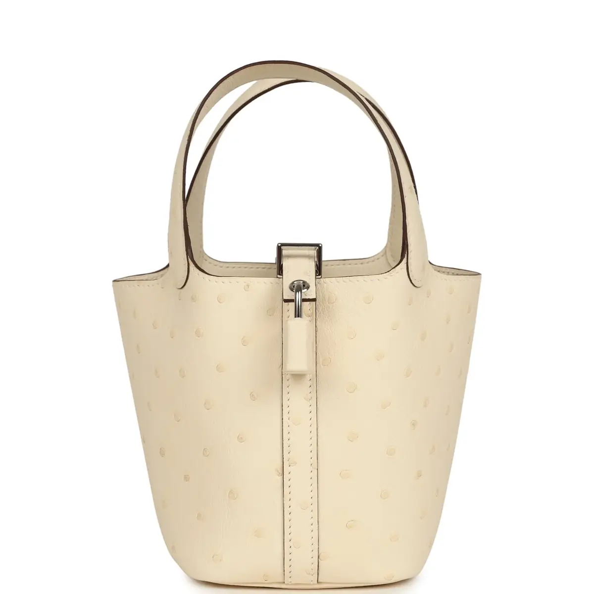 Hermes Micro Picotin Lock 14 Nata Ostrich Palladium Hardware