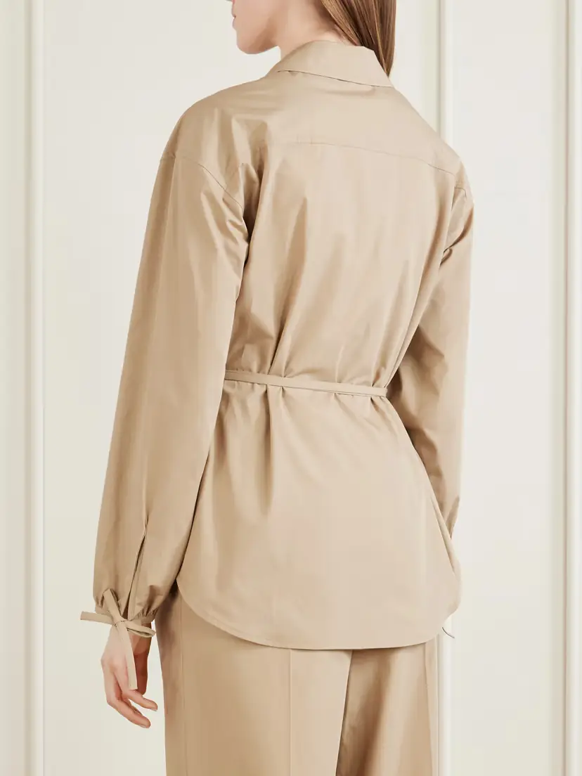 Moncler Belted Appliquéd Cotton-poplin Zip-up Shirt | Thumbnail 3