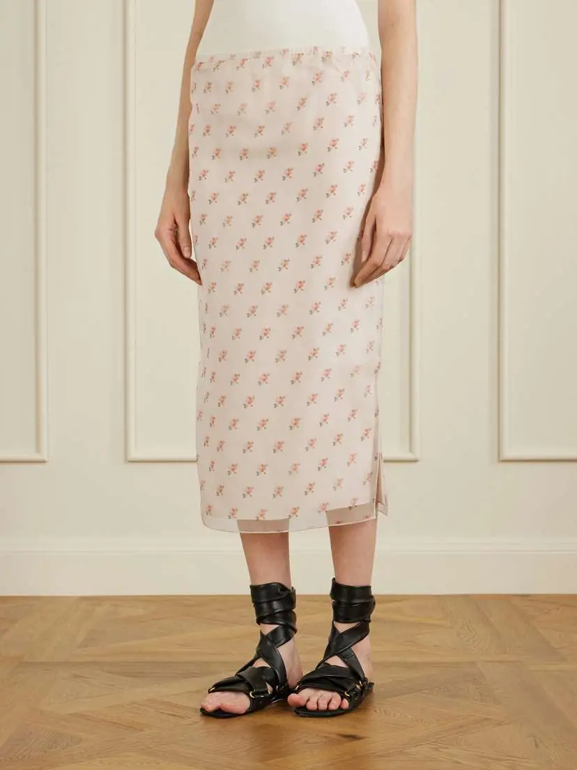 Khaite Sydni Floral-print Silk-organza Midi Skirt | Thumbnail 3 Khaite Sydni Floral-print Silk-organza Midi Skirt | Thumbnail 3