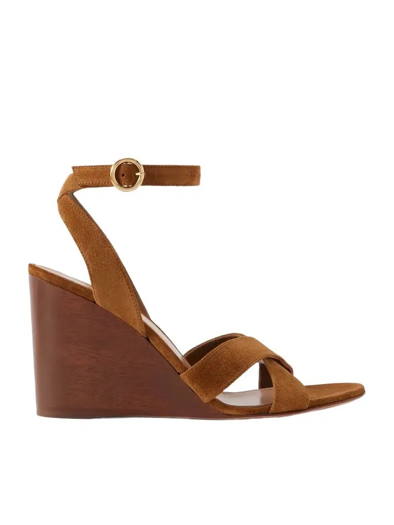 Gianvito Rossi 85 Suede Wedge Sandals | Image 1 Gianvito Rossi 85 Suede Wedge Sandals | Image 1