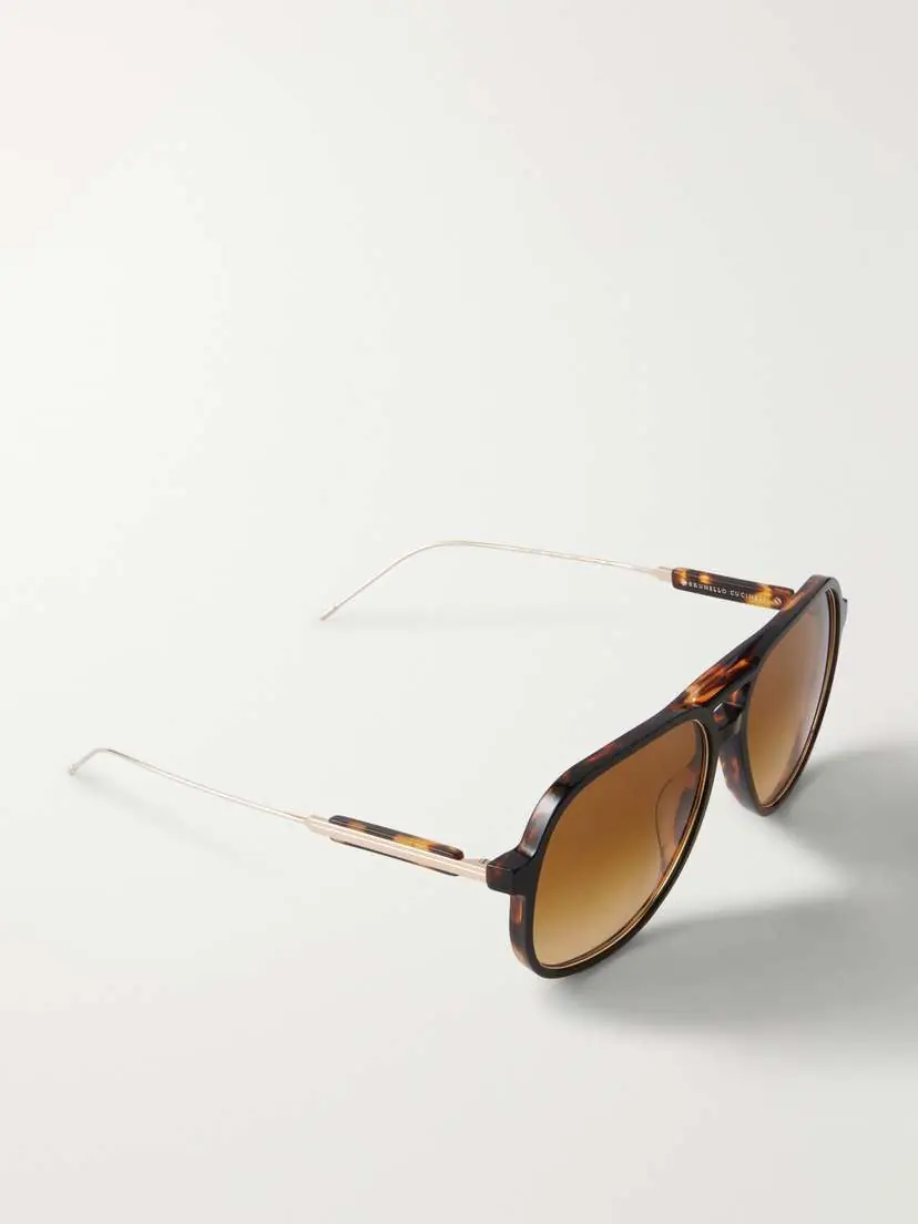 Brunello Cucinelli Aviator-style Acetate And Gold-tone Sunglasses | Thumbnail 3 Brunello Cucinelli Aviator-style Acetate And Gold-tone Sunglasses | Thumbnail 3