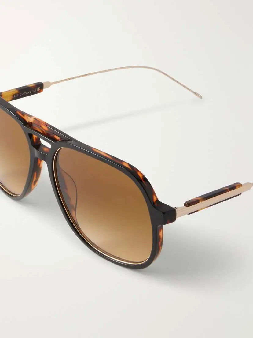Brunello Cucinelli Aviator-style Acetate And Gold-tone Sunglasses | Thumbnail 4 Brunello Cucinelli Aviator-style Acetate And Gold-tone Sunglasses | Thumbnail 4