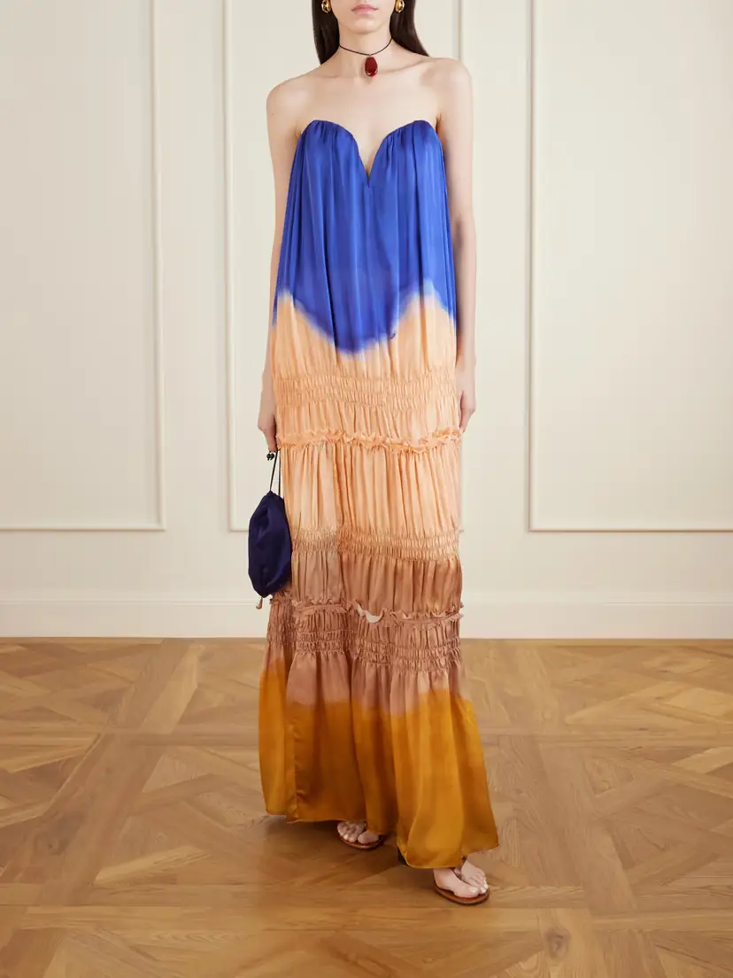 Ulla Johnson Veil Strapless Tiered Silk-satin Gown | Thumbnail 2