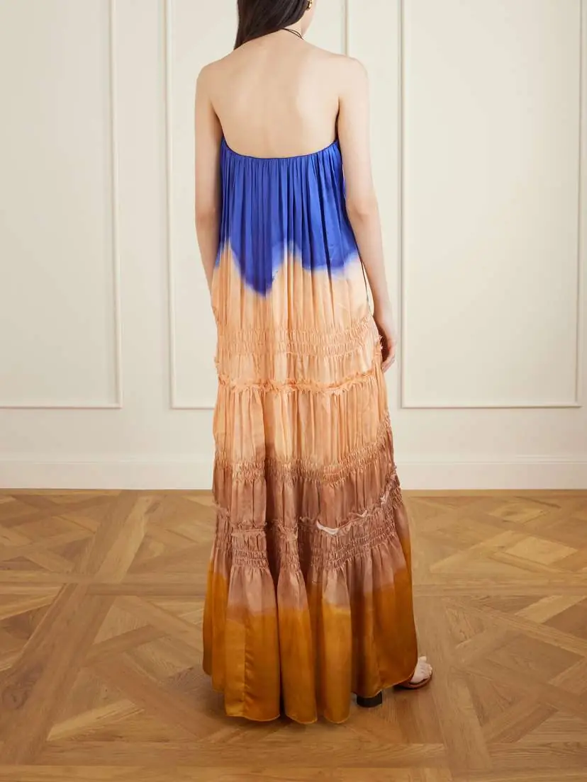 Ulla Johnson Veil Strapless Tiered Silk-satin Gown | Thumbnail 3