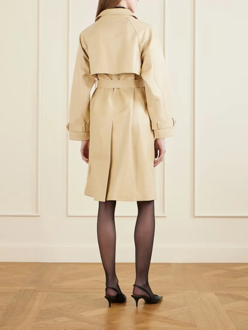 Nour Hammour Double-breasted Belted Leather Trench Coat | Thumbnail 3