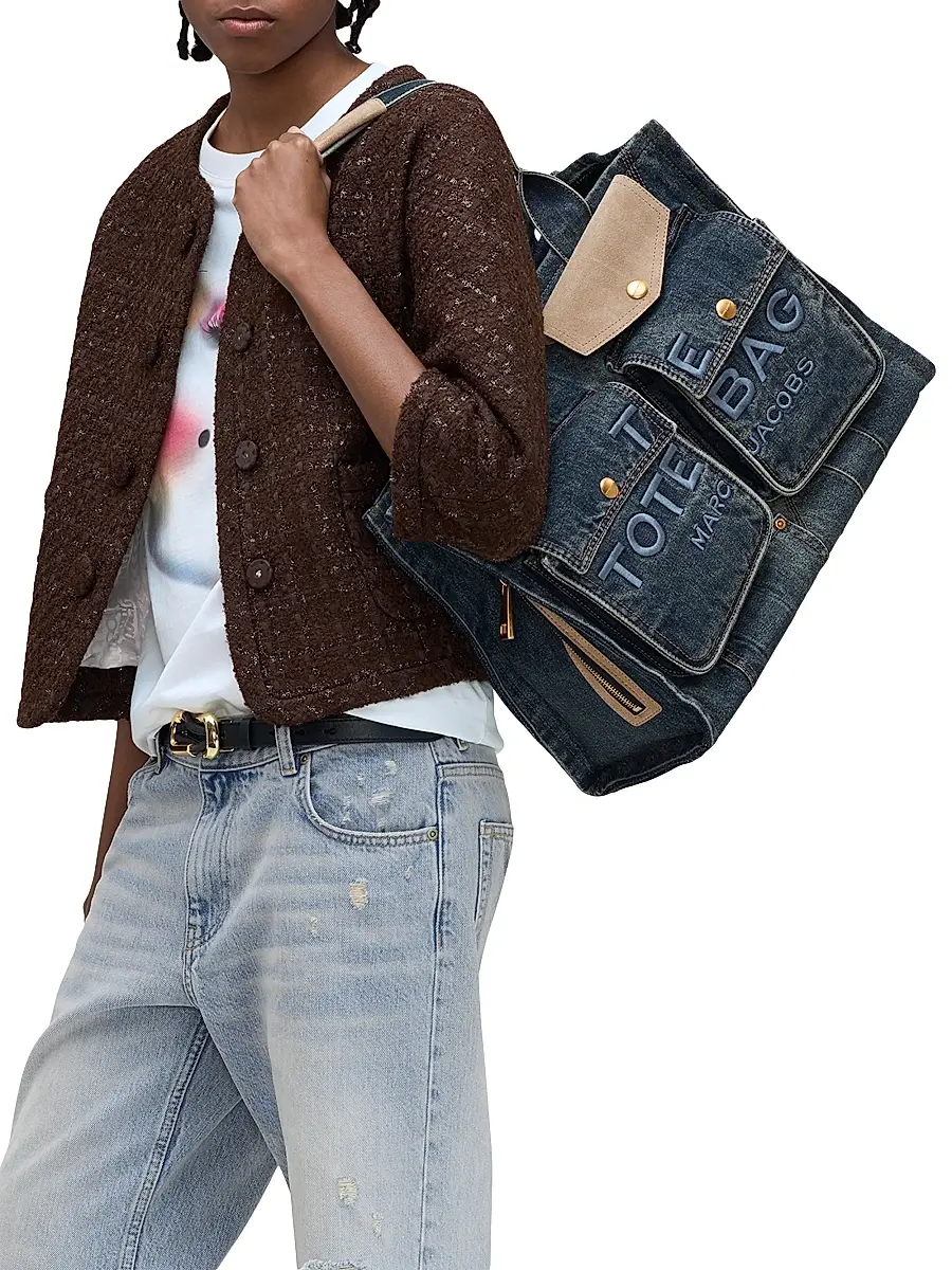 Marc Jacobs Women's The Denim Large Cargo Tote Bag - Dark Wash Indigo | Thumbnail 2 Marc Jacobs Women's The Denim Large Cargo Tote Bag - Dark Wash Indigo | Thumbnail 2