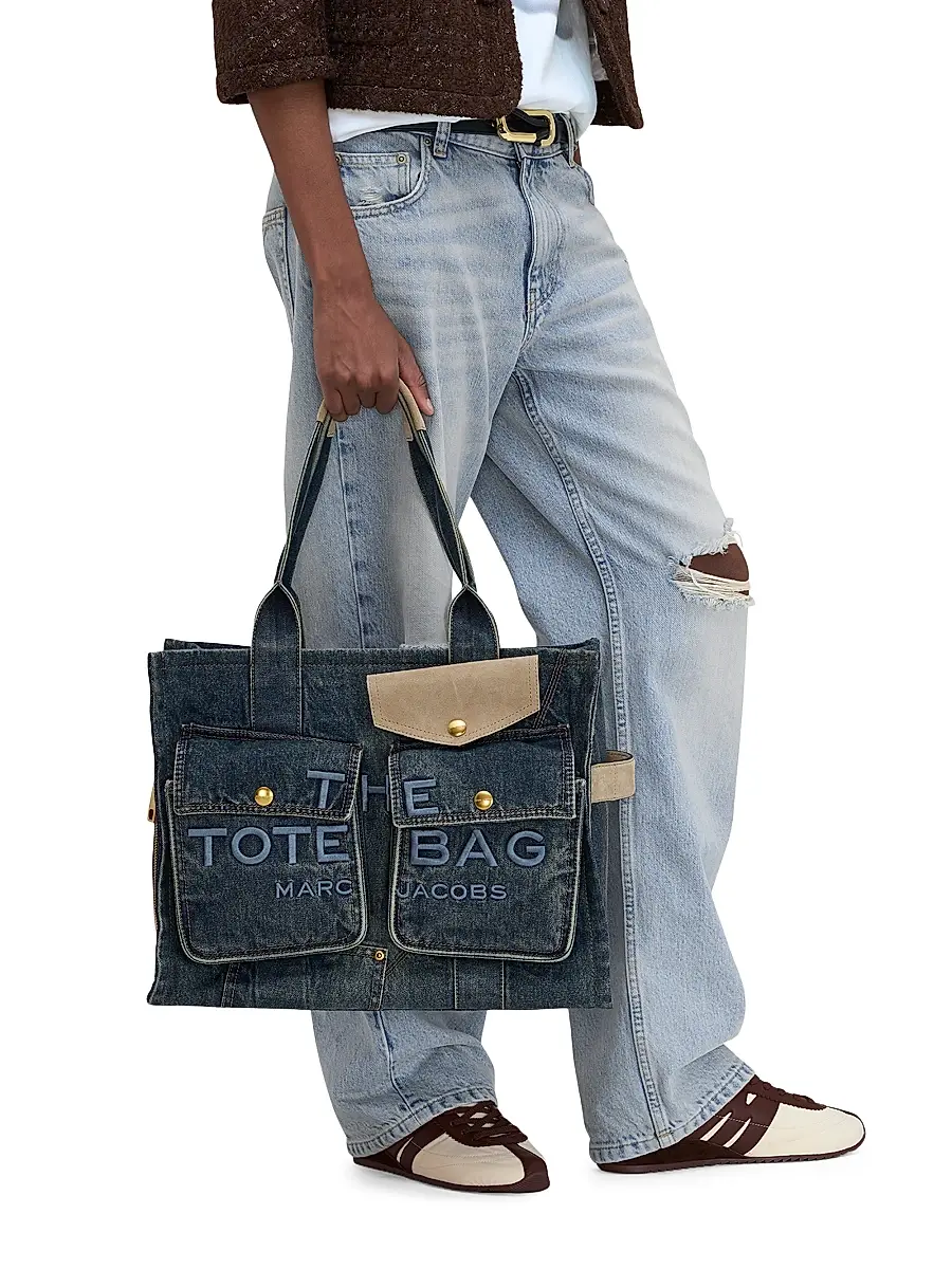 Marc Jacobs Women's The Denim Large Cargo Tote Bag - Dark Wash Indigo | Thumbnail 3 Marc Jacobs Women's The Denim Large Cargo Tote Bag - Dark Wash Indigo | Thumbnail 3