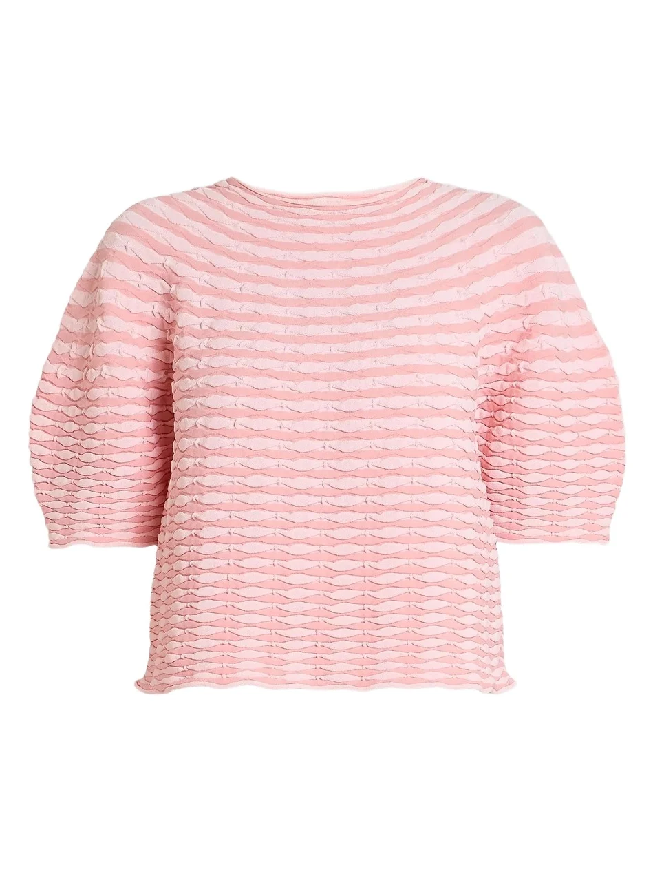 Pleats Please Issey Miyake Women's Colorful Mushroom Knit Blouse