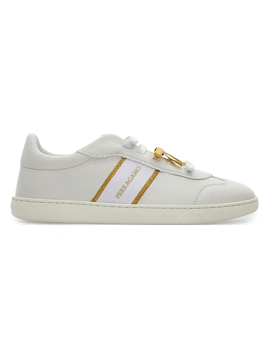 Ferragamo Women's Tamara Logo Low-Top Leather Sneakers