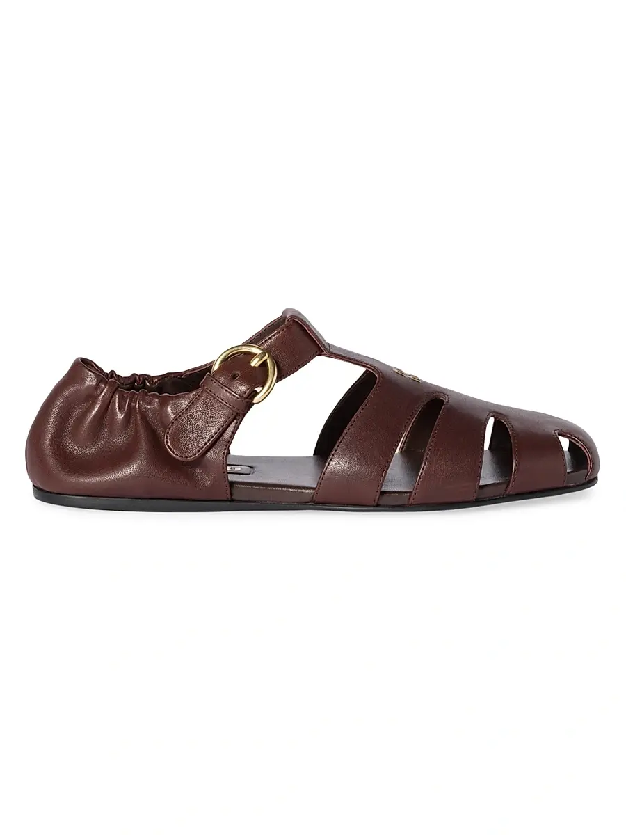 Miu Miu Women's Ruches Nappa Leather Fisherman Sandals - Brown | Image 1 Miu Miu Women's Ruches Nappa Leather Fisherman Sandals - Brown | Image 1