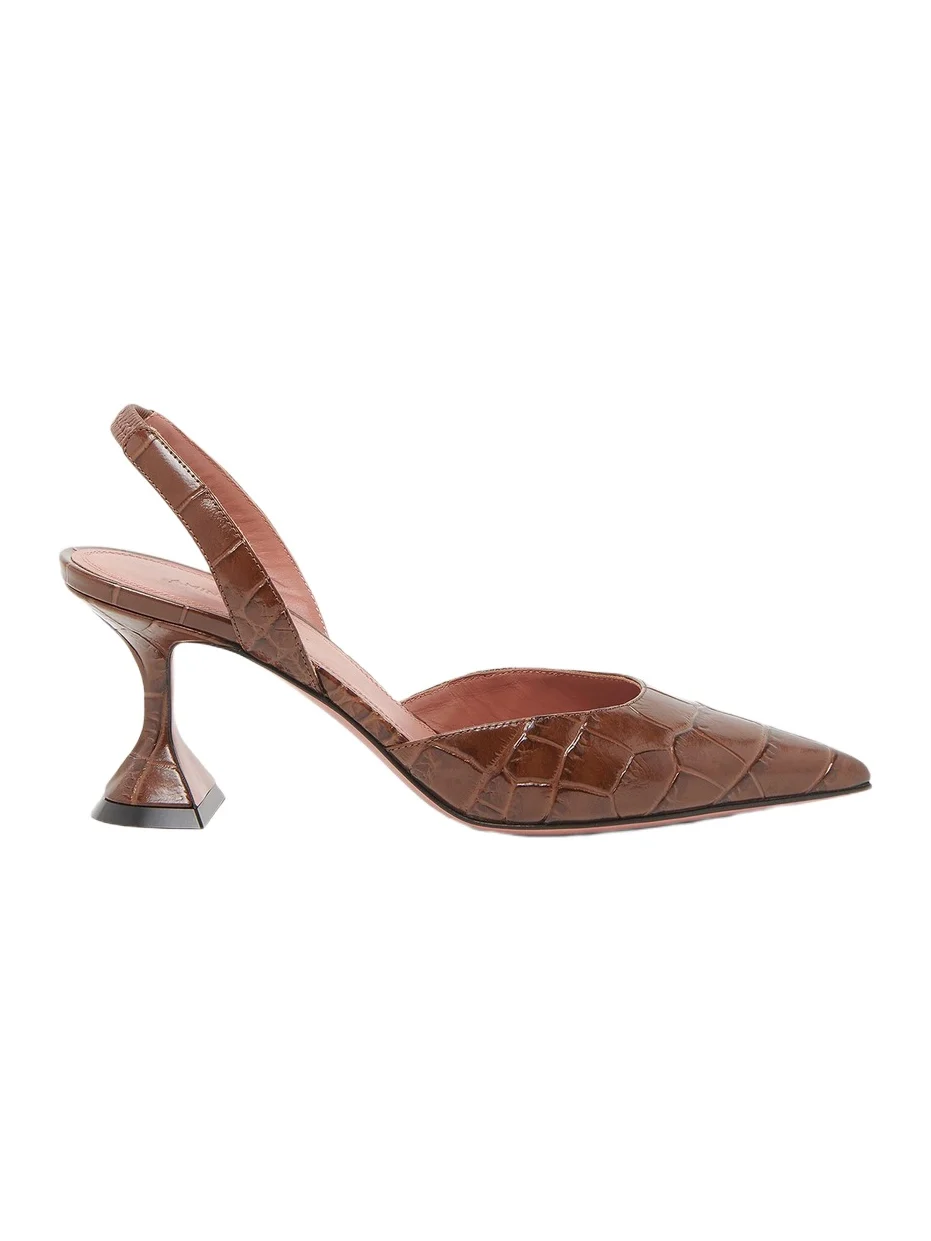 Women's Holli 70MM Croc-Embossed Leather Slingback Pumps