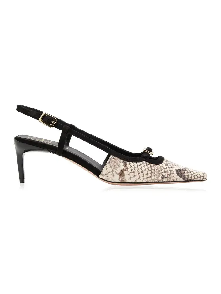 Roger Vivier Python-Effect Leather Slingback Pumps