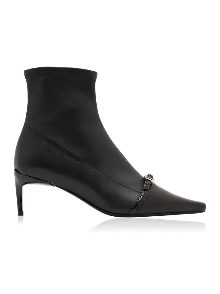 Buckled Leather Ankle Boots