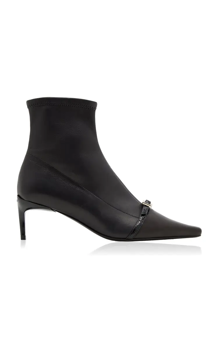 Buckled Leather Ankle Boots