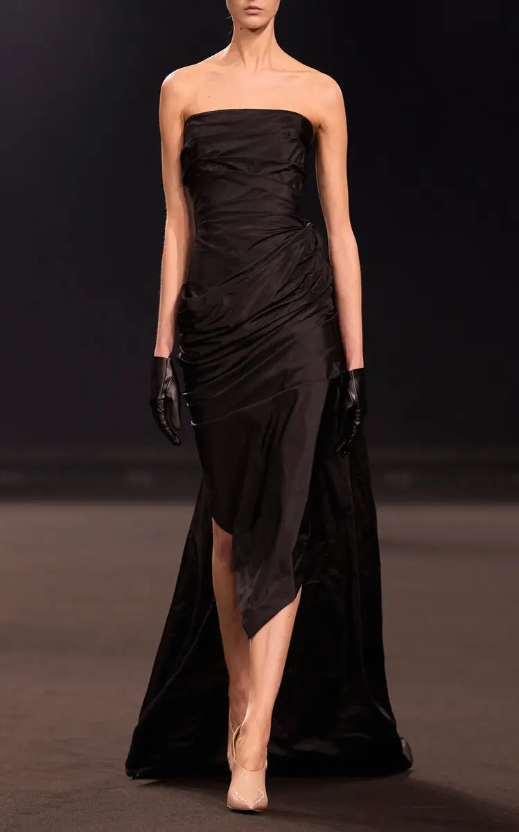 Elie Saab Draped Taffeta Maxi Dress