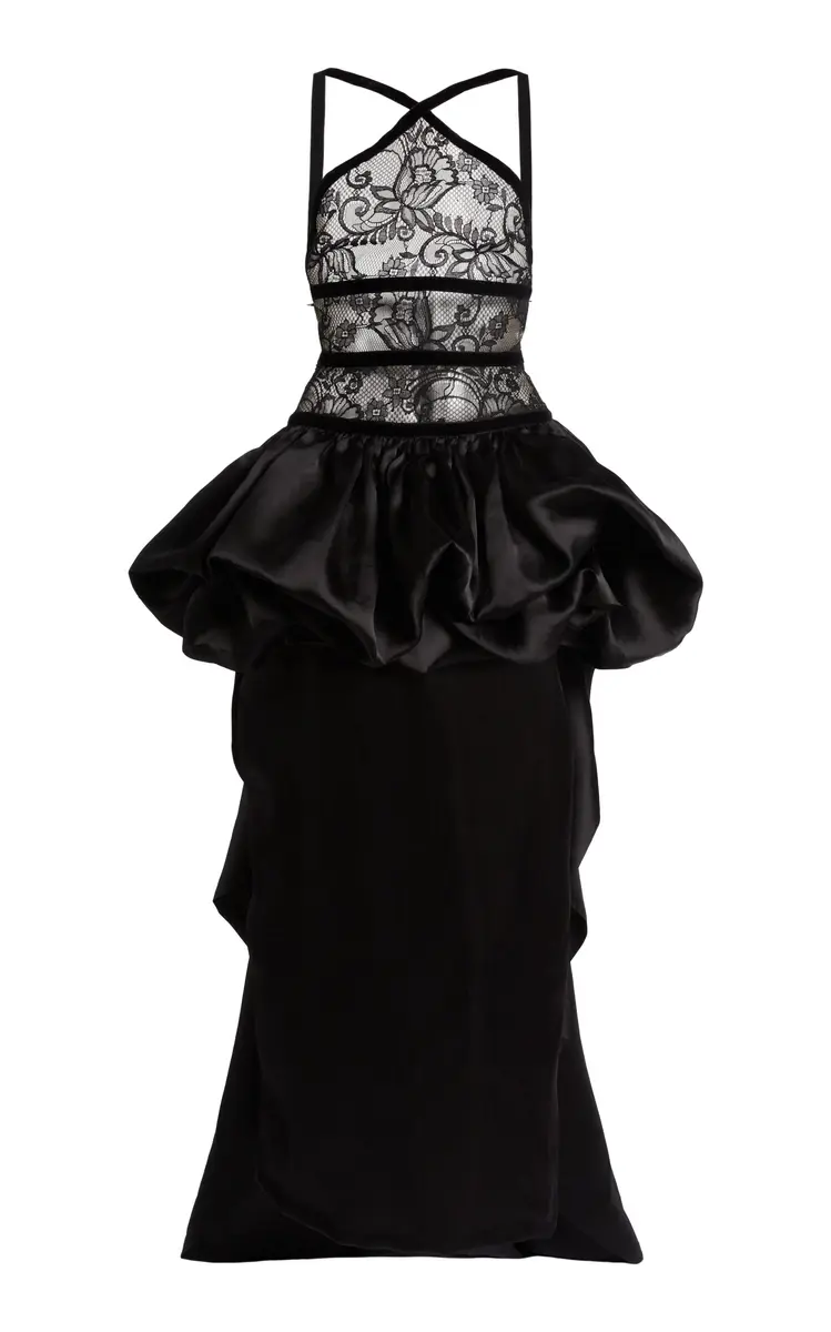 Ruffled Lace-Organza Maxi Dress Ruffled Lace-Organza Maxi Dress