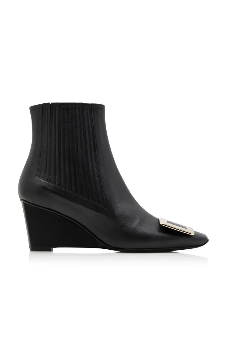 Belle Vivier Leather Wedge Boots