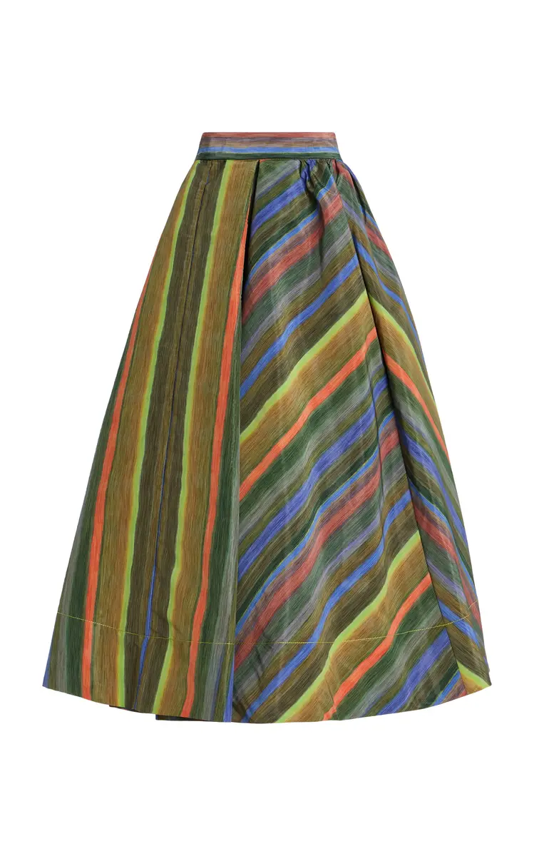 Christopher John Rogers Louie Striped Midi Skirt