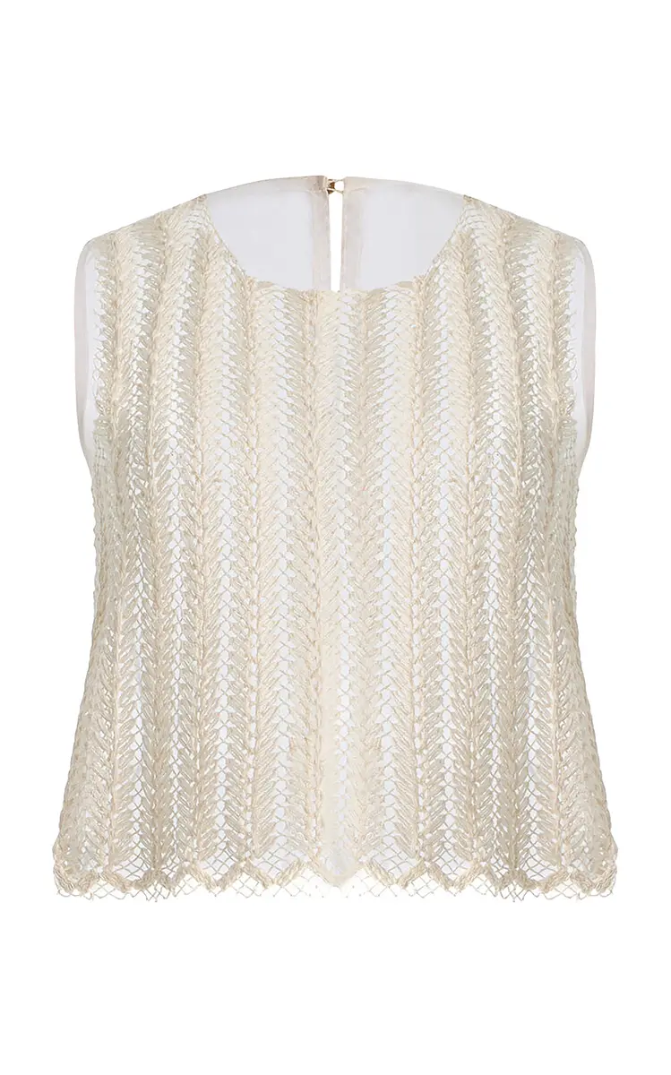 Curatoria Yunga Crochet-Lace Cotton-Blend Top