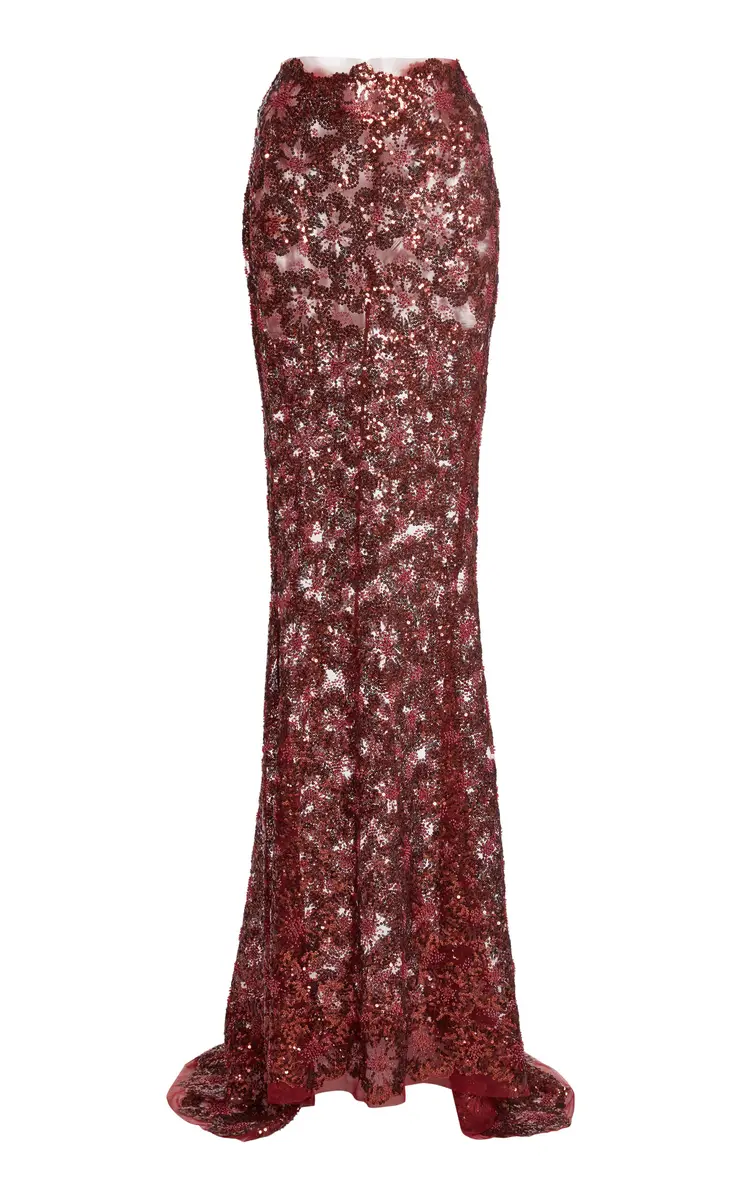 Zuhair Murad Flower Garden Embroidered Long Skirt