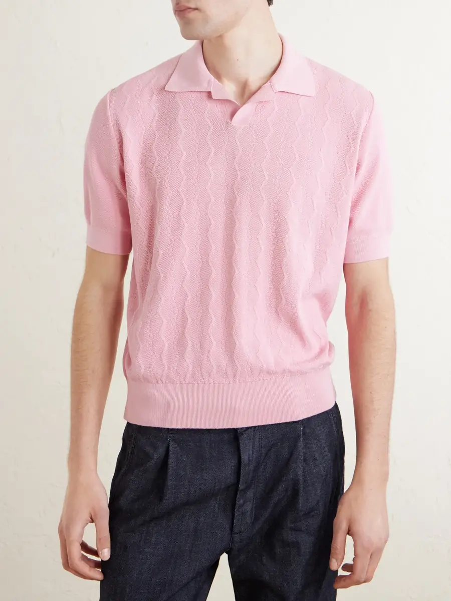 PIACENZA 1733 Knitted Silk and Cotton-Blend Polo Shirt - Men | Thumbnail 3